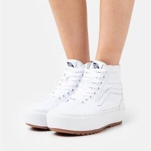 **SOLD - PHOTOS ONLY** EUC {VANS} Sk8 Hi Stacked Sneakers White, 8